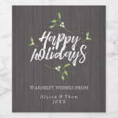 Rustikale Mistletoe Happy Holidays Weinetikett (Einzelnes Label)