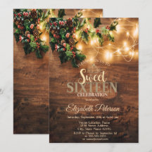 Rustikale Mistletoe, String Lights, Holz Sweet 16