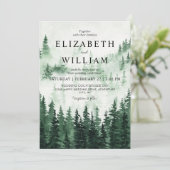 Rustikale Misty Forest Wedding Einladung (Stehend Vorderseite)