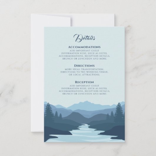 Rustikale Misty Mountains Hochzeitsdetails RSVP Karte (Vorderseite)