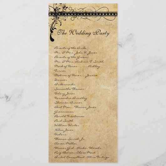 Rustikale mittelalterliche Renaissance-Wirbel Hoch Programm (Rückseite)