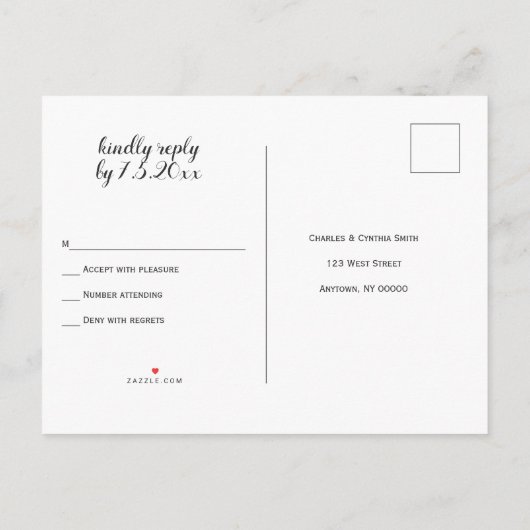 Rustikale Mittelpfeiler Hochzeit Rsvp Postkarten (Rückseite)