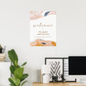 Rustikale moderne Abstrakte Babydusche Willkommen Poster (Heimbüro)