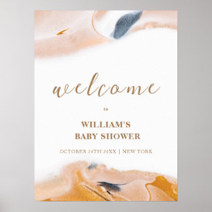 Rustikale moderne Abstrakte Babydusche Willkommen Poster