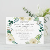 Rustikale moderne Alabaster-Rose Eukalyptus Wreath Einladung (Stehend Vorderseite)