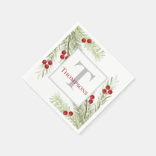 Rustikale, moderne Aquarelltasche Serviette (Ecke)