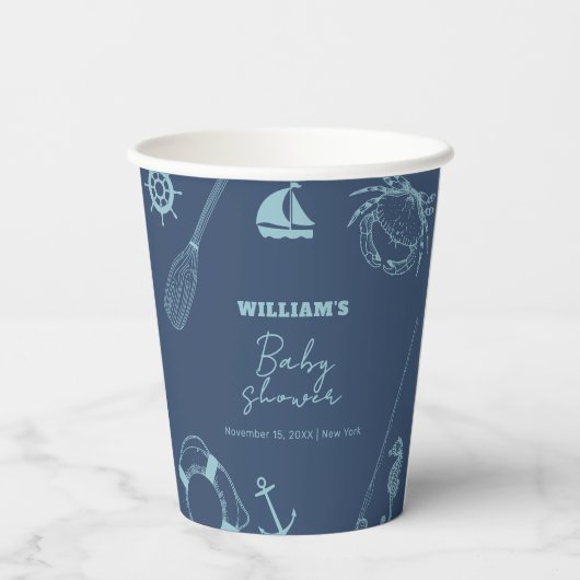 Rustikale, moderne Babydusche Pappbecher (Rückseite)