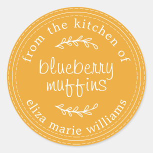 Rustikale, moderne Backwaren Blueberry Muffins Gel Runder Aufkleber
