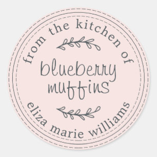 Rustikale, moderne Backwaren Blueberry Muffins Ros Runder Aufkleber