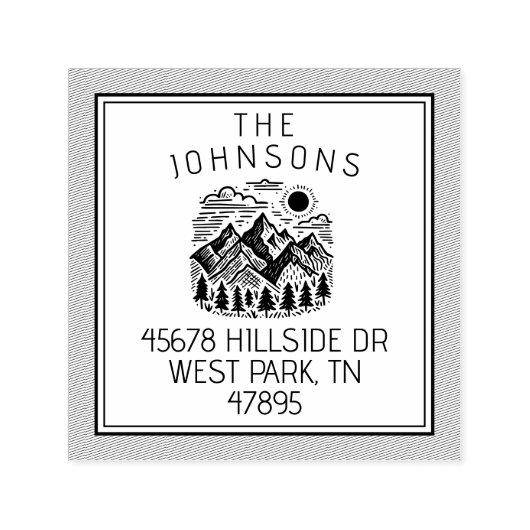 Rustikale moderne Berge benutzerdefiniert Permastempel (Design)