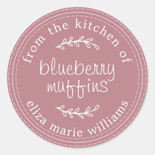 Rustikale moderne Blueberry Muffins Dusty Rose Runder Aufkleber (Vorderseite)