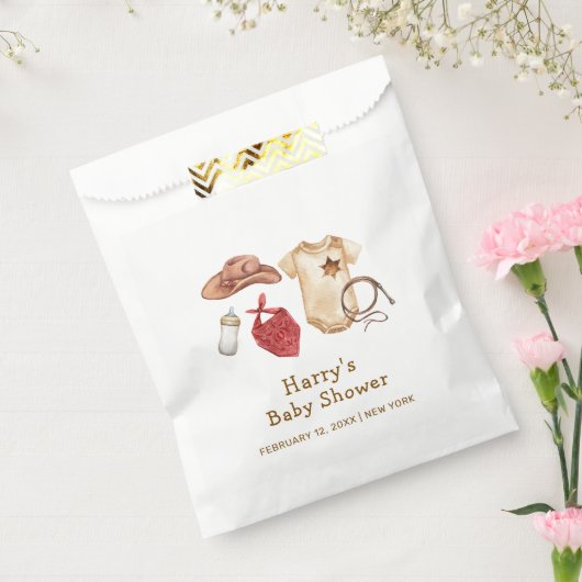 Rustikale moderne Boho Western Cowboy Babydusche Geschenktütchen (Versiegelt)