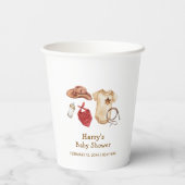 Rustikale moderne Boho Western Cowboy Babydusche Pappbecher (Rückseite)