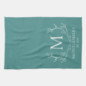 Rustikale moderne Branchen Antlers Monogram | AQUA Geschirrtuch (Horizontal)