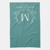 Rustikale moderne Branchen Antlers Monogram | AQUA Geschirrtuch (Vertikal)
