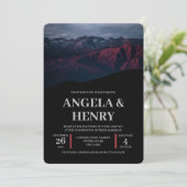 Rustikale moderne Braungebirgslandschaft Hochzeit Einladung (Stehend Vorderseite)