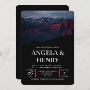 Rustikale moderne Braungebirgslandschaft Hochzeit Einladung