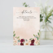 Rustikale moderne Burgund Peach Hochzeit im Herbst Begleitkarte (Stehend Vorderseite)