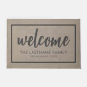 Rustikale moderne Burlap - Segen Script Willkommen Fußmatte (Vorderseite)
