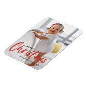 Rustikale moderne Calligrafie Roter Frohe Weihnach Magnet (Linke Seite)