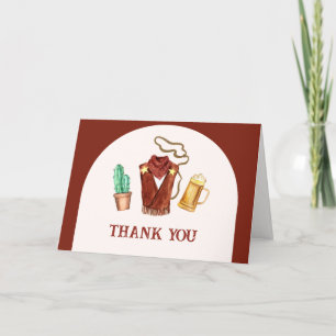 Rustikale moderne Cowboy Cactus Beer Arch Baby Dus Dankeskarte