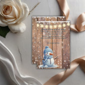 Rustikale moderne Elegant Blue Snowman Baby Dusche Dankeskarte