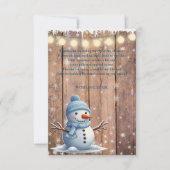 Rustikale moderne Elegant Blue Snowman Baby Dusche Dankeskarte (Vorderseite)