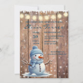 Rustikale moderne Elegant Blue Snowman Baby Dusche Einladung (Vorderseite)