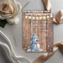 Rustikale moderne Elegant Blue Snowman Baby Dusche
