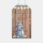 Rustikale moderne Elegant Blue Snowman Baby Dusche Geschenkanhänger (Vorderseite)