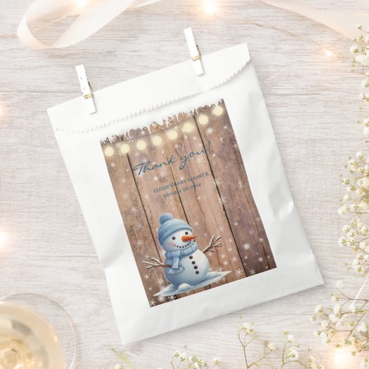 Rustikale moderne Elegant Blue Snowman Baby Dusche Geschenktütchen (Ausgeschnitten)
