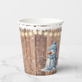 Rustikale moderne Elegant Blue Snowman Baby Dusche Pappbecher (Vorderseite)