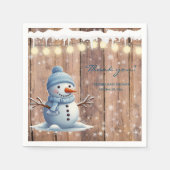 Rustikale moderne Elegant Blue Snowman Baby Dusche Serviette (Vorderseite)