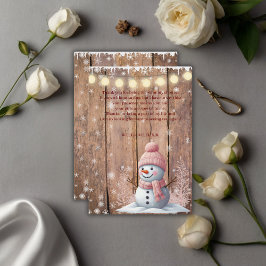 Rustikale moderne Elegant Snowman Baby Dusche Dankeskarte