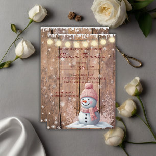 Rustikale moderne Elegant Snowman Baby Dusche Einladung