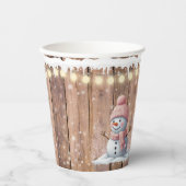 Rustikale moderne Elegant Snowman Baby Dusche Pappbecher (Vorderseite)