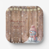 Rustikale moderne Elegant Snowman Baby Dusche Pappteller (Vorderseite)