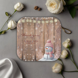 Rustikale moderne elegante Schneemann-Baby-Party Pappteller