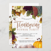 Rustikale moderne Ernte Erntedank Dinner Party Einladung (Vorne/Hinten)