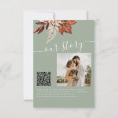 Rustikale moderne Floral QR Code Salbei grüne Hoch Save The Date (Rückseite)