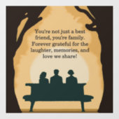 Rustikale, moderne Freunde unter den Mondbäumen Fensteraufkleber (Blatt)