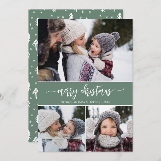 Rustikale Moderne frohe Weihnachten Drei Foto (Vorne/Hinten)