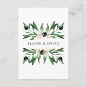 Rustikale, moderne geometrische Olivenzweige Hochz Begleitkarte (Rückseite)