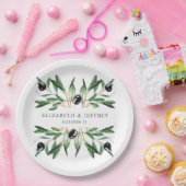 Rustikale, moderne geometrische Olivenzweige Hochz Pappteller (Party)