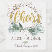 Rustikale moderne Goldjubeln schreiben Hochzeit Weinetikett (Einzelnes Label)