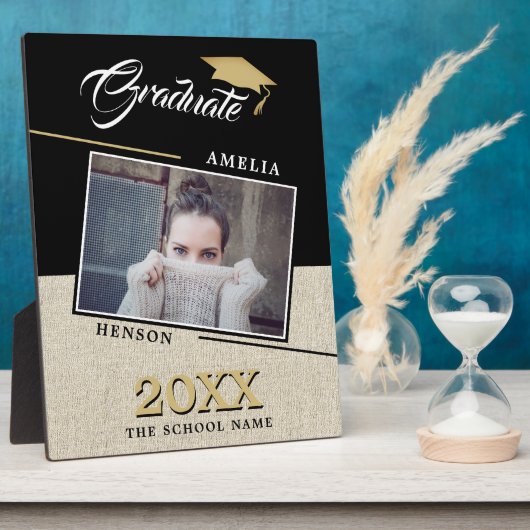 Rustikale Moderne Graduate Foto Abschluss Fotoplatte (Seite)