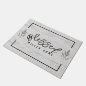 Rustikale moderne graue Holz gesegnet Leaf Art Cus Fußmatte (Schrägansicht)