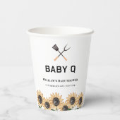 Rustikale Moderne GRILLEN Sonnenblume Babydusche Pappbecher (Rückseite)
