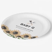 Rustikale Moderne GRILLEN Sonnenblume Babydusche Pappteller (Schrägansicht)