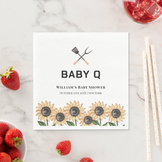 Rustikale Moderne GRILLEN Sonnenblume Babydusche Serviette (Beispiel)